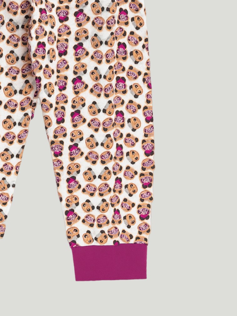 Kidbea Unisex Cotton Night Suit Set | Cute Panda Print | Full Sleeves Pyjama Set | White