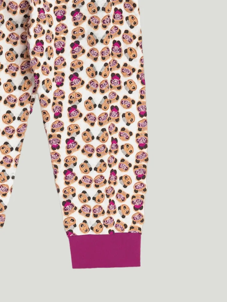 Unisex Cotton Nightsuit Set | Cute Panda Print | Full Sleeves Pyjama Set | White
