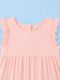 Organic Cotton Girls Frock Pack of 2 – Rust & Light Pink Ruffle Frocks