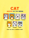 Bamboo Fabric Unisex Kids T-Shirt – Cat Mood Print Soft Breathable Tee