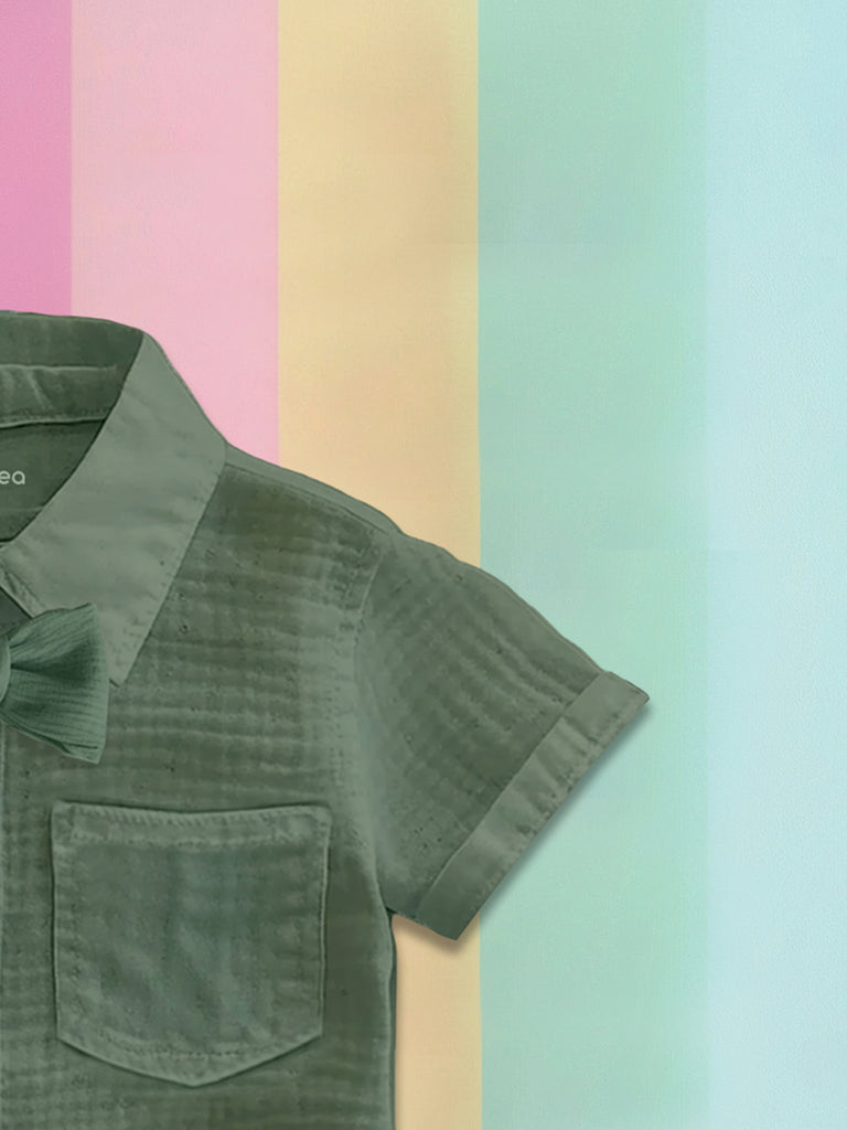 Light Linen Shirt & Pant Dark Green Co-ord Set