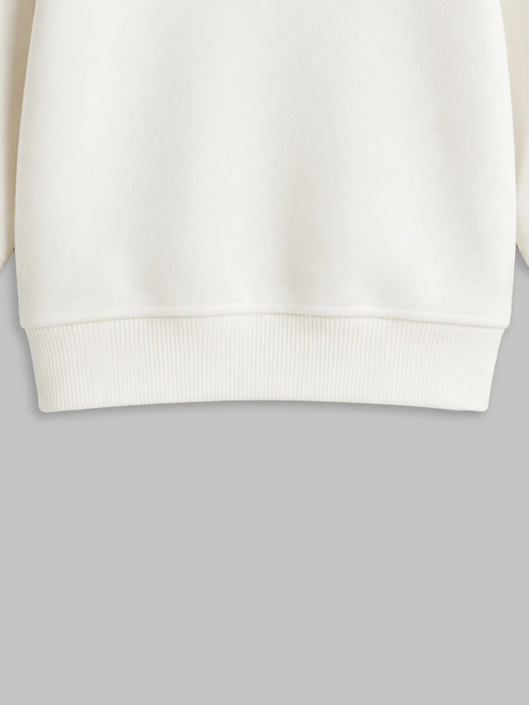 Unisex White Hoodie – Cute Dog Print Full-Sleeve Hooded Sweatshirt