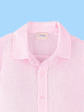 Linen Cotton Girls Shirt Pack of 2 – Pink & Light Blue Half-Sleeve Shirts