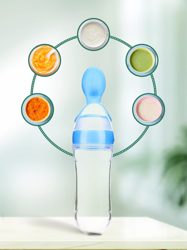 Kidbea Stainless Steel Infant Baby Feeding Bottle, Herat Printed Bibs, Green Silicone Food and Fruit Feeder BPA Free, Anti-Colic, Plastic-Free, 304 Grade Medium-Flow Combo of 4