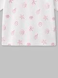 Girls White Organic Cotton Round Neck Tiny Floral Print T-Shirt