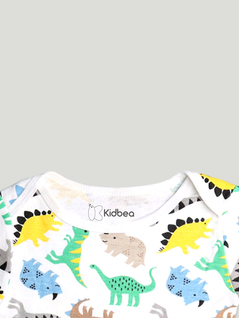 Organic Cotton Onesie, T-shirt & Pant 3 Piece Set Animal Printed for Unisex Baby - Peach & Brown