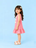 Girls Cotton Gingham Frock – Pink Check Dress with Bow Details