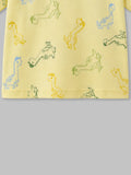 Boys Organic Cotton Yellow Round Neck All-Over Dinosaur Print T-Shirt