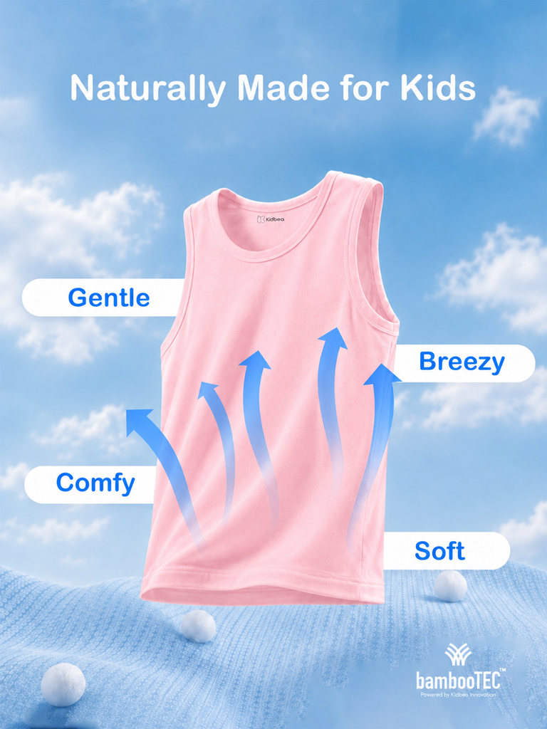 BambooTEC™ Bamboo Kids Vest Pack of 2 – Pink Sleeveless Vests
