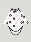 Kidbea 100% Organic cotton baby Pack of 5 onesies Unisex | Donut, Flower, Strips - Blue & Grey