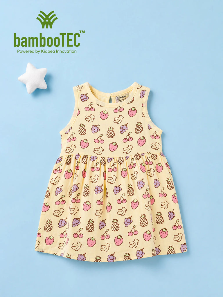 BambooTEC™ Bamboo Muslin Girls Frock – Fruit & Kitty Print | Pack of 2