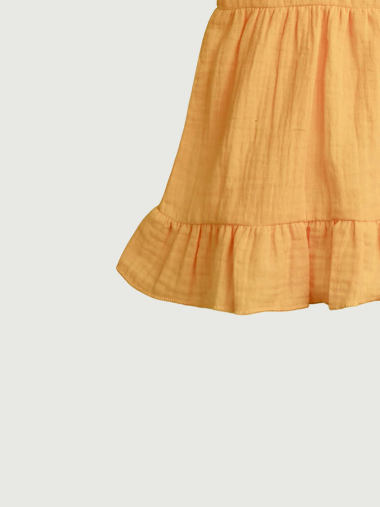 Light Organic Cotton Girls Frock Set | Pack of 3 (Green, Pink & Mustard Yellow)