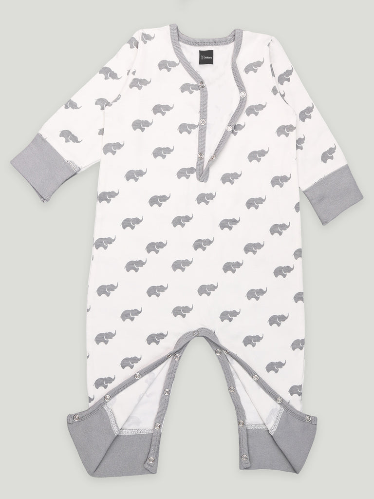 Kidbea 100% Organic Cotton Romper Bodysuit Jumpsuit Combo 3 Designs Color elephant leaf star Printed