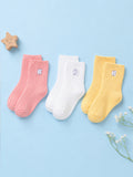 Bamboo Fabric Kids Ribbed Crew Socks Combo Pack – Pink, White & Yellow (Pack of 3)