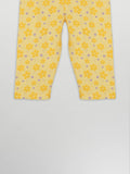 Organic Cotton Unisex Baby Co-ord Set – Soft Breathable Yellow Flower  Print Full Sleeve T-shirt & Pyjama for Infants