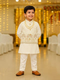 Kidbea Boys Ethnic Wear Set | Kurta Pajama with Stylish Nehru Jacket | Festive Traditional Outfit for Kids | Cream
