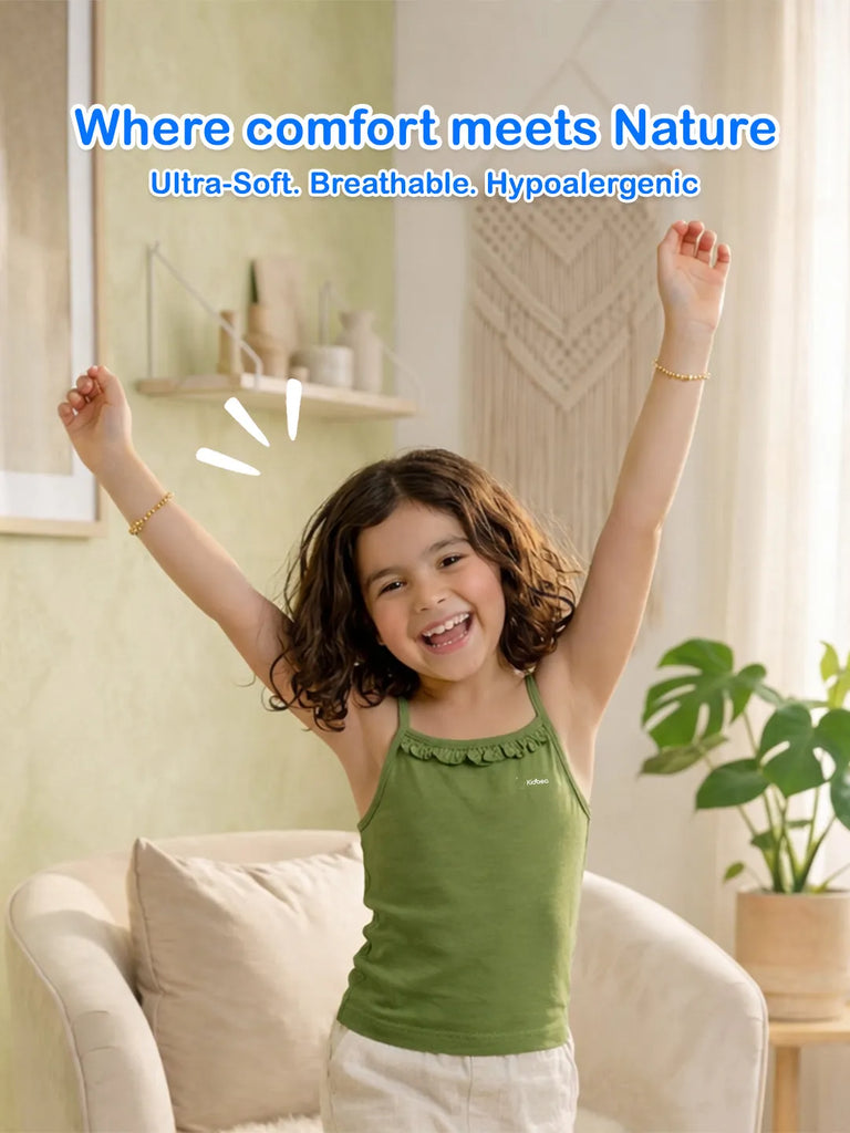Olive Green Bamboo Camisole for Girls – Soft, Lightweight & Breathable