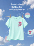 Organic Cotton Girls Clownfish, Mermaid & Ocean Treasures Print Half Sleeve T-Shirt Combo Pack (Pack of 3)