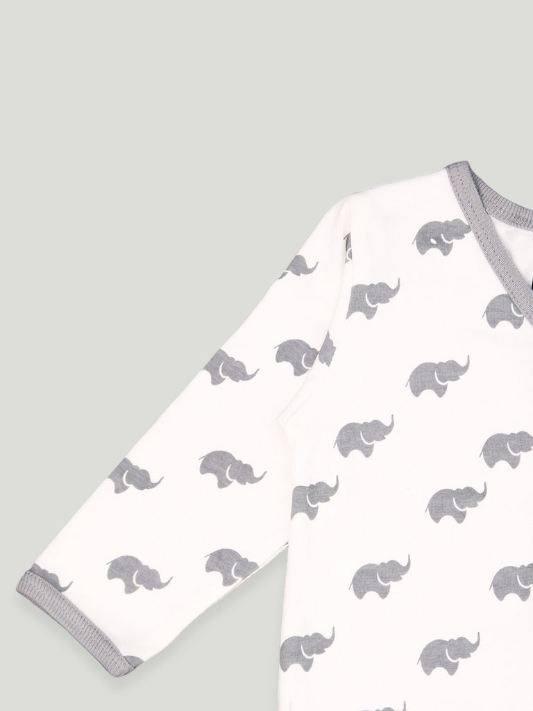 Kidbea 100% Organic cotton Pack of 4 full Buttons romper | Leaf | Elephant | Unicorn | Heart