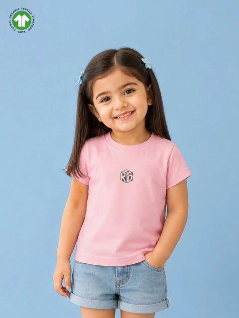 Organic Cotton Pink Solid Round Neck Half Sleeve T-Shirt | Unisex