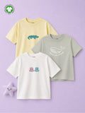 Unisex Oversized Crocodile, Save the Ocean & Octopus Organic Cotton T-Shirt Combo (Pack of 3)