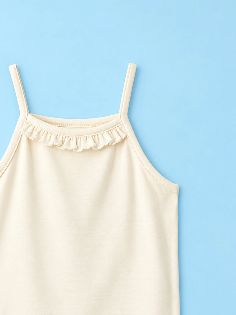 BambooTEC™ Bamboo Girls Camisole – Cream Sleeveless Ruffle Camisole