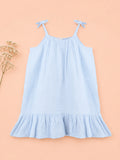 Organic Cotton Girls Frock Pack of 2 – Yellow & Blue Tie-Up Ruffle Frocks