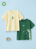 Organic Cotton Dinosaur Print Half Sleeve T-Shirt Combo Pack for Boys (Pack of 2)