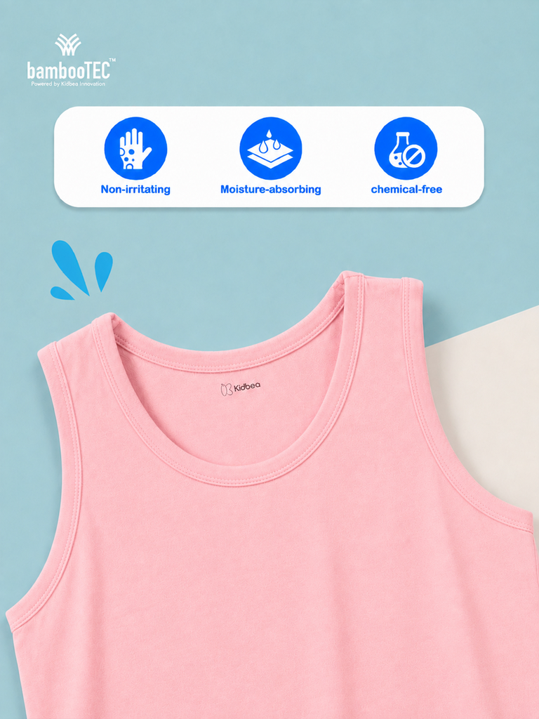 BambooTEC™ Bamboo Kids Vest Pack of 2 – Pink Sleeveless Vests