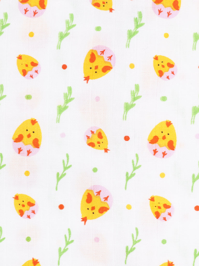 Extra Soft Mulmul Cotton Jhabla Cloth for Baby | Cute Chick and Rainbows Print May Vary
