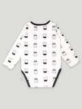 Kidbea 100% Organic cotton baby Pack of 3 onesies Unisex | Strips - Blue, Grey and Cup
