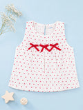 Girls Cotton White Heart Print Top