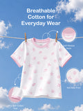 Girls White Organic Cotton Round Neck Tiny Floral Print T-Shirt