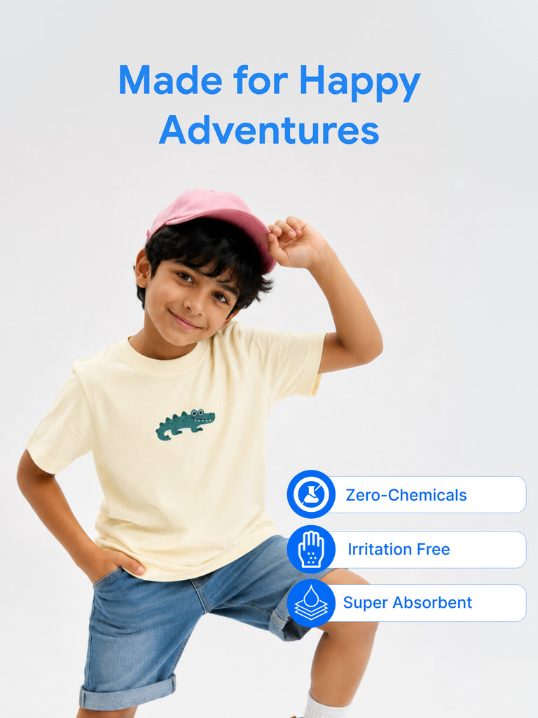 Unisex Oversized Crocodile & Octopus Organic Cotton T-Shirt Combo (Pack of 2)