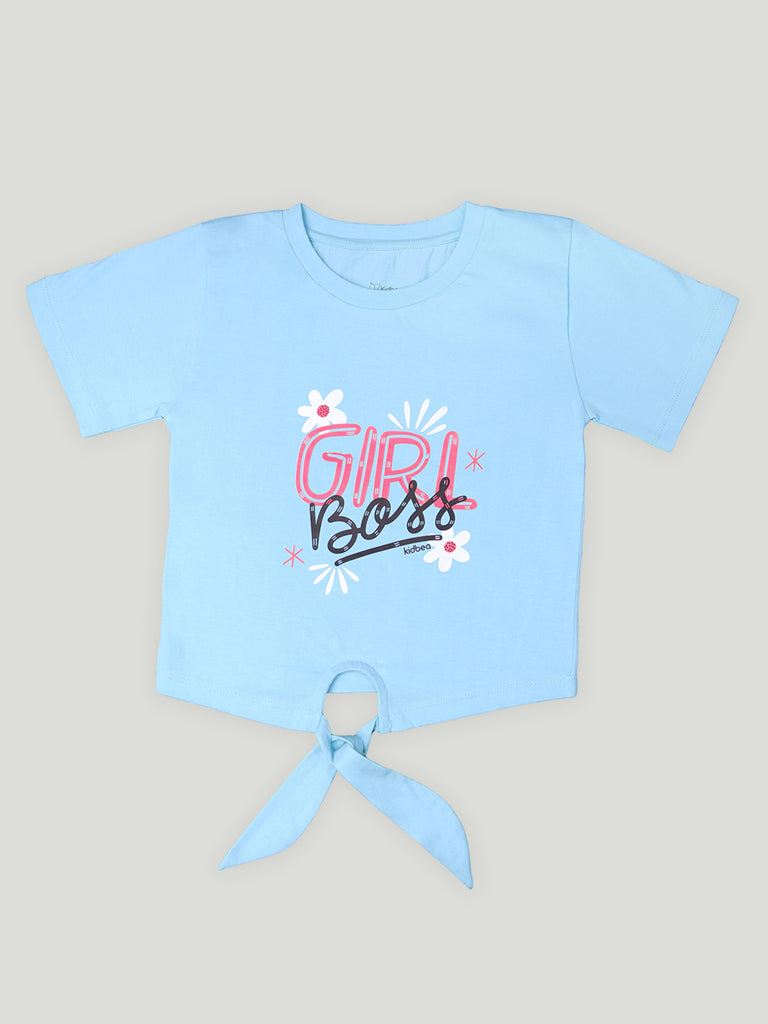 Kidbea  100 % Cotton fabric Girls t-shirt combo | Pack of 5| Girl Boss, My doll, Good vibes , Los Angeles & Giraffe