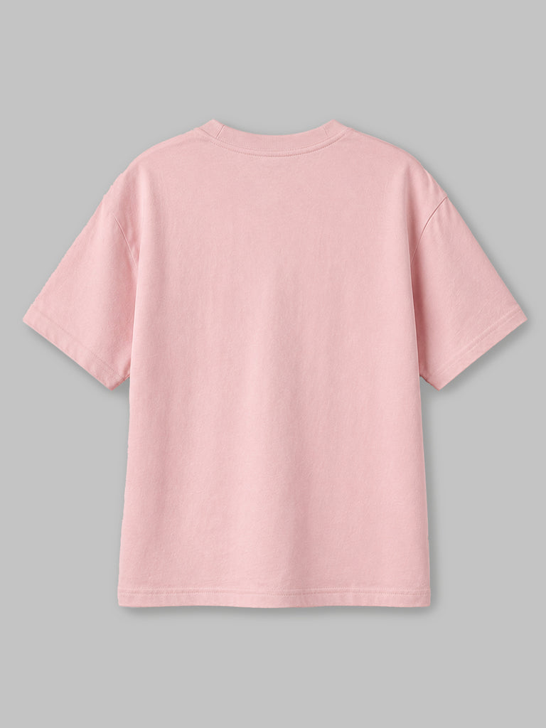 Girls Light Organic Cotton Pink Gummy Bears Round Neck T-Shirt