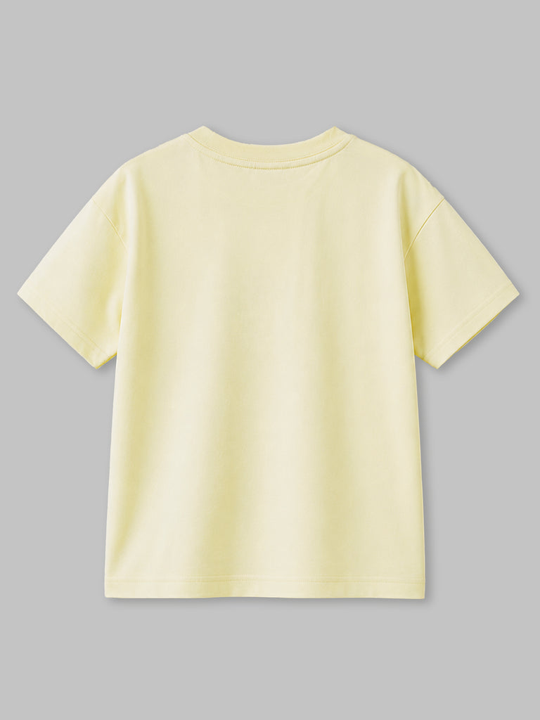 Organic Cotton Lemon Yellow Turtle Print Round Neck Half Sleeve T-Shirt for Boys