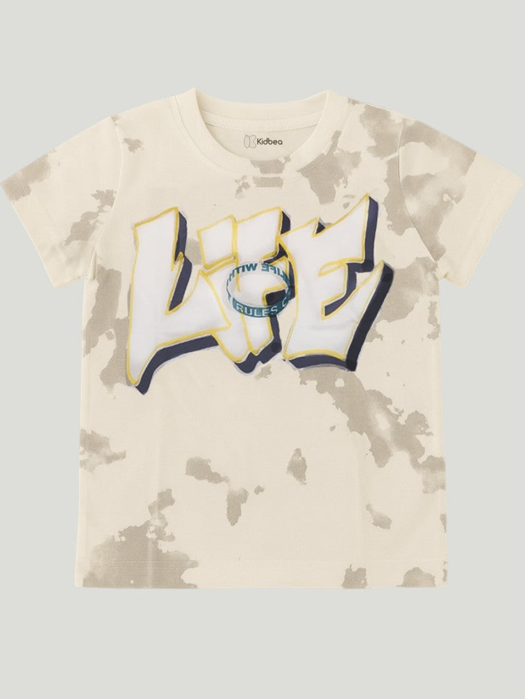 Kidbea Boys Tie-Dye Co-Ord Set | Summer Cotton T-Shirt and Shorts for Kids | Grey