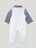 Baby Boy Formal Romper with Bow Tie – Soft Cotton Check Shirt Style Party Outfit for Infants