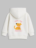Unisex White Hoodie – Cute Dog Print Full-Sleeve Hooded Sweatshirt