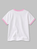 Girls White Organic Cotton Round Neck Little Miss Graphic T-Shirt
