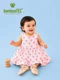 BambooTEC™ Bamboo Muslin Baby Frock – Pink Flower Print, Soft & Breathable Dress