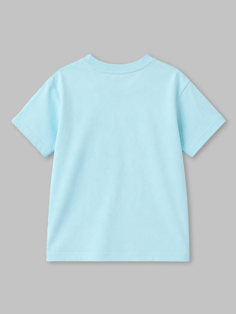 Organic Cotton Sky Blue "Be a Kid" Round Neck Half Sleeve T-Shirt | Unisex