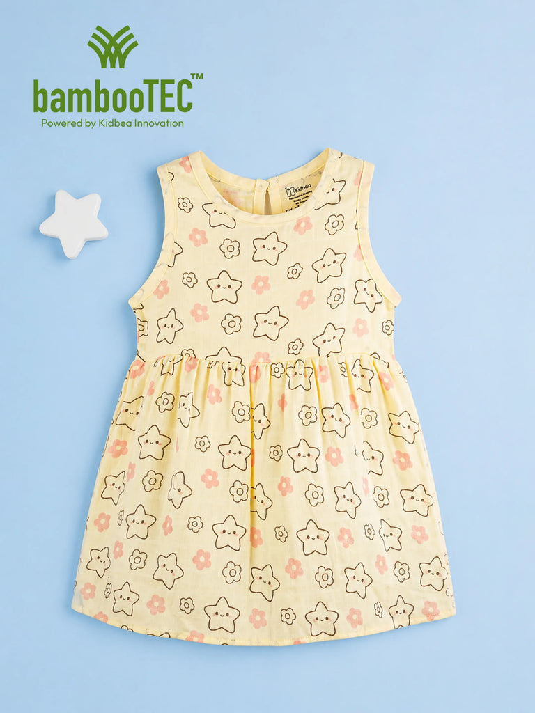 BambooTEC™ Bamboo Muslin Baby Girls Frock Pack of 3 – Floral Butterfly, Puppy & Star Flower Prints