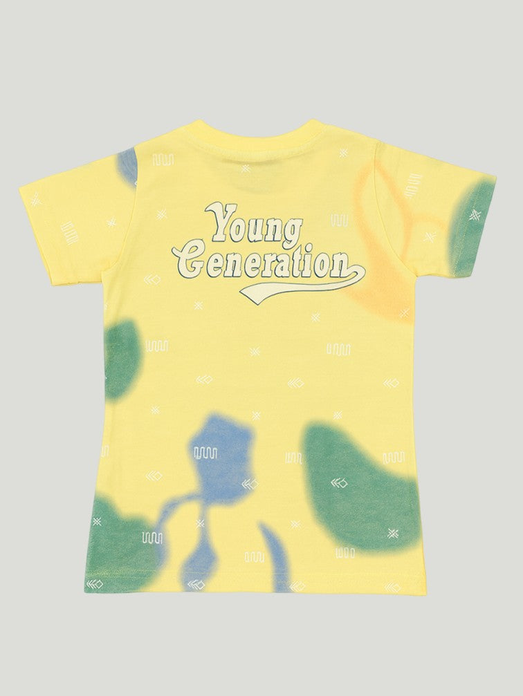 Kidbea Boys Summer Co-Ord Set | Cotton T-Shirt and Shorts for Kids | Yellow