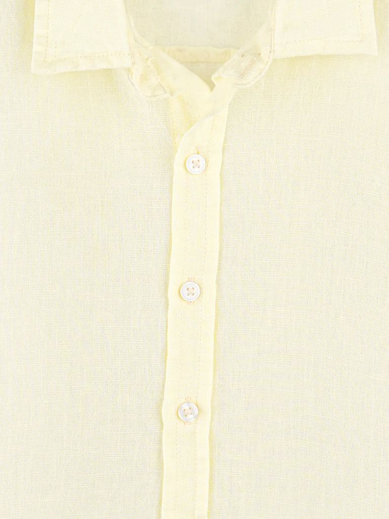 Linen Cotton Girls Shirt Pack of 2 – Pink & Yellow Half-Sleeve Shirts