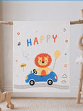 Bamboo Fabric Happy Lion Print Baby Blanket | Ultra Soft Swaddle Blanket | 110 × 110 cm