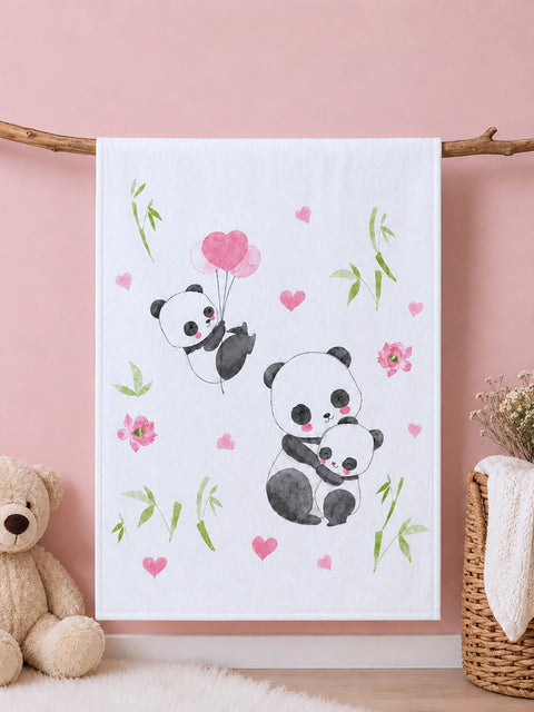 Bamboo Fabric Panda Love Print Baby Blanket | Ultra Soft Swaddle Blanket | 110 × 110 cm