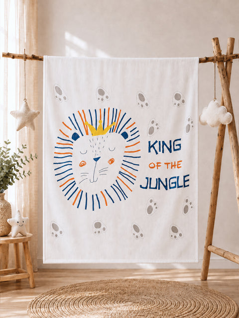 Bamboo Fabric King of the Jungle Print Baby Blanket | Ultra Soft Swaddle Blanket | 110 × 110 cm