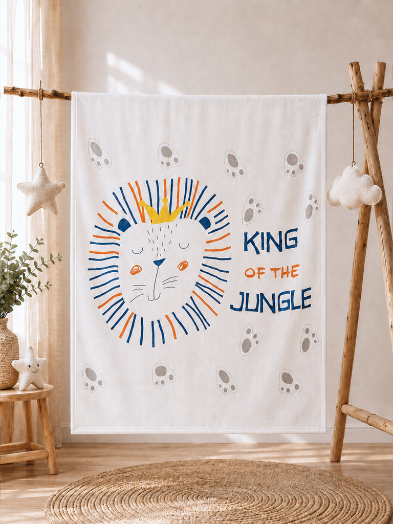 Bamboo Fabric King of the Jungle Print Baby Blanket | Ultra Soft Swaddle Blanket | 110 × 110 cm